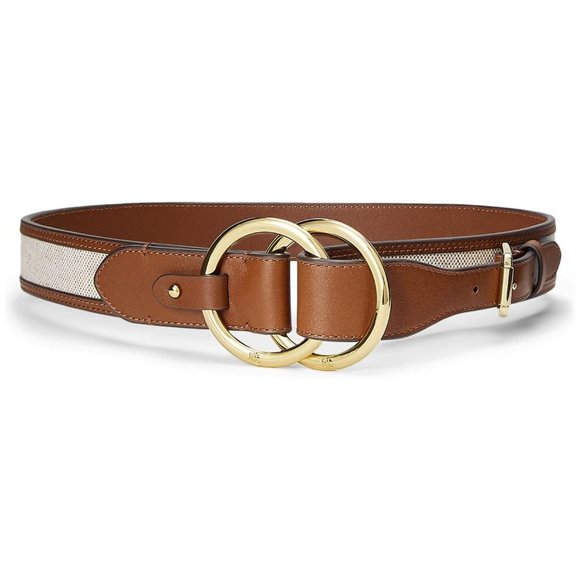 Lauren Ralph Lauren Canvas & Leather Bend-Back Belt Size S